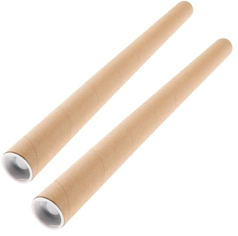 WRITWAA Tubi Porta Poster in Cartone Kraft 2 Pezzi 50x10 Cm Tappi, Tubi per Spedizione Documenti e Disegni, Contenitori Rigidi per Spedizione e Stoccaggio, per Scuole e Uffici