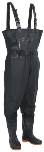 LoogCape Cuissard imperméable avec bottes et ceinture, vert foncé, taille pour la pêche, la chasse, le travail en plein air et le nettoyage de l'étang, polyester enduit de PVC durable