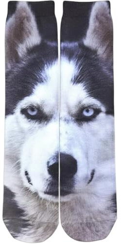 Abbdbd 1 par halva benstrumpor med hundtryck, bekväma nattstrumpor för att sova hemma, cosplay temaevenemang
