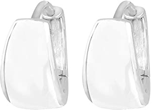 Elli Damen Echtschmuck Ohrringe Creolen weiße Emaille Basic Zeitlos in 925 Sterling Silber