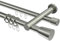Interdeco Gardinenstangen mit Rundrohr/Innenlauf Edelstahl Optik 20 mm Ø zweiläufig Platon Sitra, 280 cm