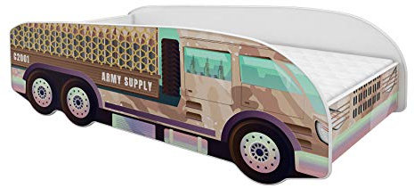 ACMA Kinderbett Autobett Lattenrost LKW Truck Schlafzimmer Kindermöbel Spielbett 140 x 70 cm 160 x 80 cm (160x80 cm mit Matratze, 10)