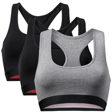 DANISH ENDURANCE Bralettes for Women, Non Wired Bra, Organic Cotton, Racer Back Bra, Comfort, Bras for Women Multipack, 1 or 3 Pack, Multicolour (2 X Black, 1 X Dark Grey) 3-Pack, L