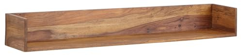 Wohnling Wandregal 120x15x20 cm Sheesham Massivholz Hängeregal Modern Schwebend, Großes Design Schweberegal, Regal Hängend Wohnzimmer, Bücherregal Wand