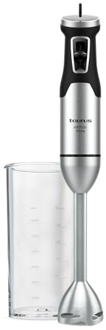 Taurus - Batidora de Mano HB1700X | 1700W de Potencia | 4 filos de Acero Inoxidable | Regulador de Velocidad | Incluye Vaso medidor de 1L | Ergonomica