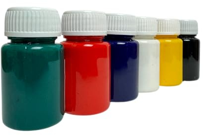 SÜDOR Stofffarben-Set mit 6 lebendigen Farben je 25ml. Waschfeste Textilfarben (Schwarz, Weiß, Blau, Rot, Gelb, Grün). Waschmaschinenfest. Textilmalfarben 6 x 25ml T-Shirt Farben