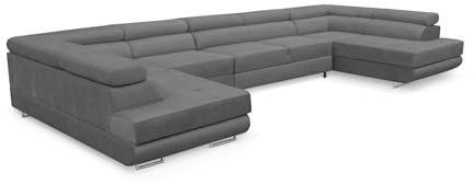 KREATIVE FURNITURE & DESIGN Ecksofa Miami U XXL-Ecksofa mit Schlaffunktion und Zwei Bettkästen in Grau - Big Sofa Wohnlandschaft für optimalen Komfort und Stil