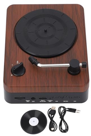 Altavoz Retro con, Tocadiscos, Mini Decoración de Escritorio Vintage, Altavoz Recargable, Reproductor de Música Portátil para Altavoces