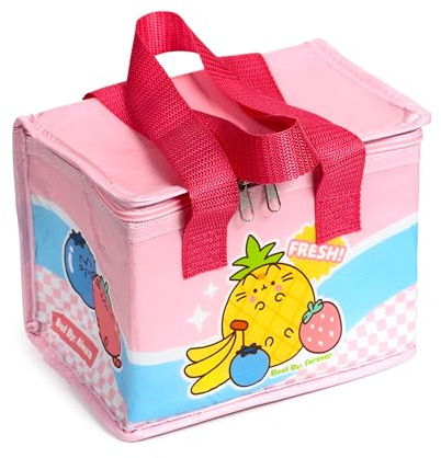 Puckator RPET Cool Bag Lunch Bag Pusheen the Cat Fruits - Insulated Lunch Bag for Women Men Children - Lunch Box Bag For Work Family School - Beach Picnic Accessories Picnic Box Collapsable Lunchbag