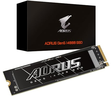 GIGABYTE AORUS Gen5 14000 SSD 1TB PCIe 5.0 NVMe M.2 Internal Solid State Hard Drive with Read Speed Up to 13600MB/s, Write Speed Up to 10200MB/s, AG512K1TB