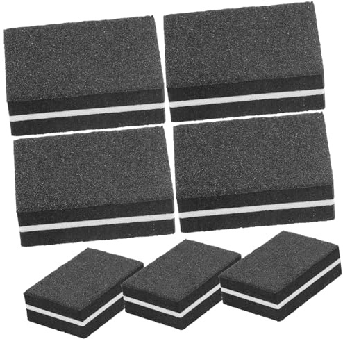 LOLIPPYY 50 piezas Bloque de Uñas Negro Doble Cara de Esponja para Manicura y Pedicura Pulidor Compacto y Portátil para Lijado y Brillo Casa o Salón