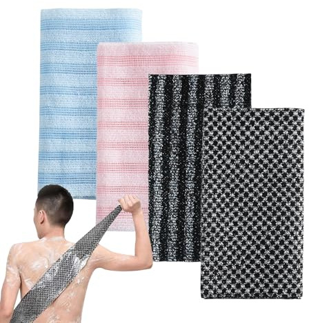 Duschtuch für den Körper, 4-teilig, doppelseitig, Körperpeeling, Dusche, für Männer, Frauen, Rücken, Haut, Bad, Körperpflege, Spa, Reise