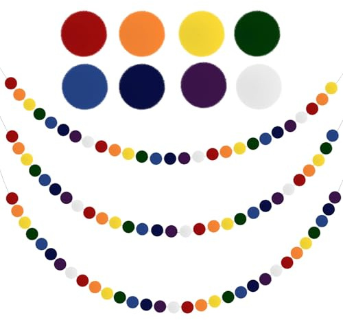 Guirnalda De Pompones,Bolas De Fieltro | Tres Combinaciones De Colores Que Complementan Las Camas Tipo Casa del Árbol Y La Decoración De Las Paredes | Adecuados para Navidad, Bodas Y Fiestas