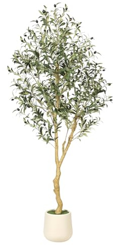 FEELEAD Olive Tree Artificial Indoor 6FT with Planter Faux Trees Home Decor