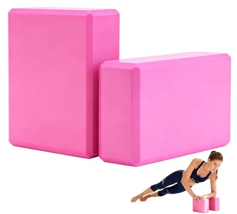 Juego de 2 Bloques Yoga de Espuma Densa Antideslizante, Accesorio Completo para Pilates, Meditación y Yoga (Rojo)