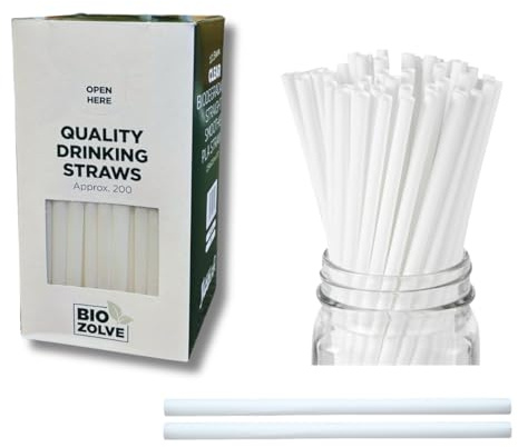 HOT BARGAINS 200 x PLA Biodegradable Disposable Boba Straws 10.5mm x 10 Inch – Jumbo Straight Smoothie & Milkshake Drinking Straws, Wide Bubble Tea Straws for Boba (200, 10.5mm / 10)