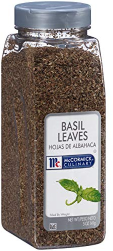 McCormick Culinary Basil Leaves, 5 oz - One 5 Ounce Container of Dried Basil Seasoning with Authentic, Fresh Flavor, Pairs Well with Pasta, Pizzas, Poultry, Sauces and More