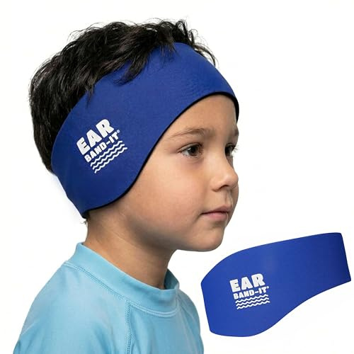 Earvolution Ear Band-It Original Swimming Headband for Kids/Adults - Invented by Ear, Nose, and Throat Doctor- Durable Neoprene Maximizes Protection - Putty Buddies Sold Separately - Blue - Medium