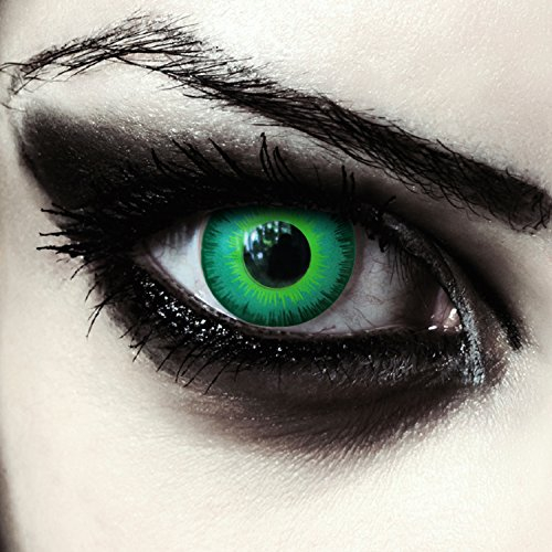 Designlenses, Dos lentillas de color verde para Cosplay Halloween disfraces duende disfraz lentes sin dioprtías/corregir + gratis caso de lente „Green Elfe