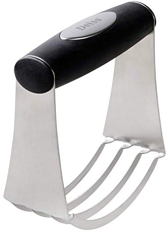 DEISS PRO degmixer – degmixer i rostfritt stål och degskärare, halkfritt handtag, diskmaskinssäker (4 strängar) mjöl- och degmixer – manuell degskärare, bakverk eller smördegskärare