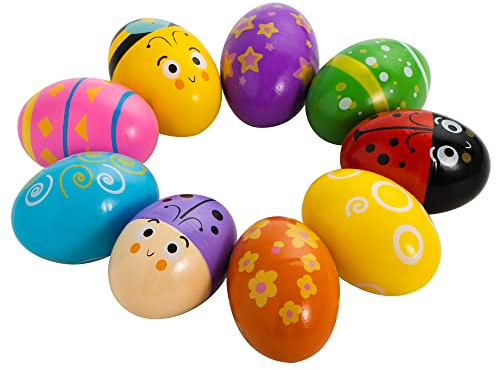 JOYIN 12 Stück 3 (7,6 cm) Hölzerne Eierschüttler Maracas Percussion Musical für Party -Gefälligkeiten, Klassentzimmer Preis Lieferungen, Musikinstrument, Korb -Stuffers Füllstoffe, Osterjagd