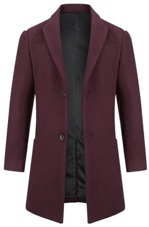 Allthemen Cappotto Lungo da Uomo Casual Trench Invernale in Lana Cappotti Spessa a Due Petti Outerwear a Vento Parka