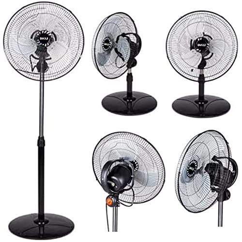 BAKAJI Ventilatore a Piantana 3 in 1, Base Tonda da terra e Pale da 40 cm, Montaggio a Muro, Tavola e Indipendente, Oscillazione Orizzontale e Verticale, 3 Velocità, Altezza Massima 130 cm, 60 Watt