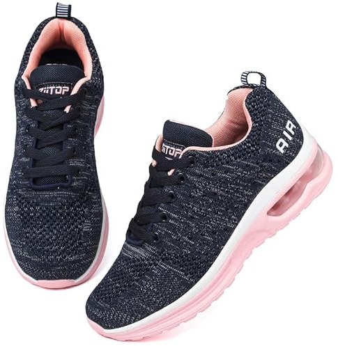 Running Shoes Womens Trainers Walking Shoes Air Cushion Athletic Sneakers Ladies Breathable Mesh Sport Shoes Lightweight Non Slip Tennis Shoes Workout Casual Gym Jogging Shoes
