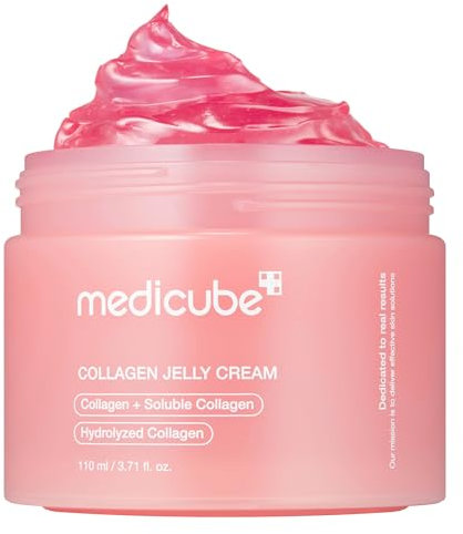 Medicube Kollagen-Gelee-Creme: Niacinamid und gefriergetrocknetes. hydrolisiertes Kollagen – fördert die Barriere-Hydratation der Haut und verleiht 24 Stunden Glanz und Lifted Look – keine künstliche