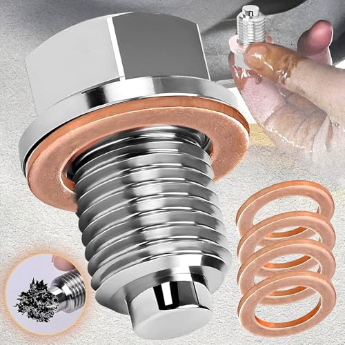 Tornillo Magnético de Drenaje de Aceite, M14x1.5 Adaptador con Juntas, Arandela Carter Aceite, para la Mayoría de Automóviles, Barcos, Motocicletas