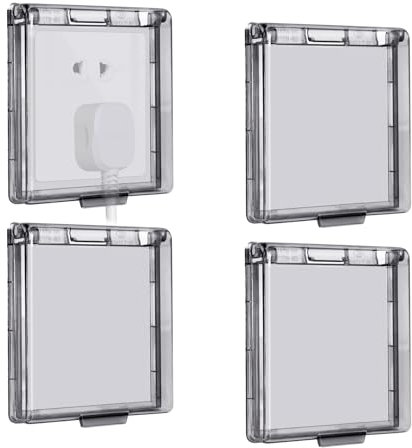 Hainue 4 Pièces Cache Interrupteur Murale Autocollant,Cache Prise Etanche Electrique Murale, Autocollant Prise Couvercle Interrupteur pour Salle de Bain, Chambres, Cuisine, Extérieur,