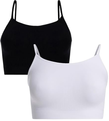 UILYNIU 2 Piezas Camiseta Tirantes Mujer sin Mangas, Camisola Entallada Mujer, Camiseta de Tirantes, Camiseta Sin Mangas, Deportivas Tank Tops Elástica, Básica Chalecos Top (Negro, Blanco)