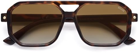 SOJOS Retro Polarized Square Aviator Sunglasses for Women Men Vintage 70s UV400 Protection Shade SJ2609 Tortoise Brown Grading Lens