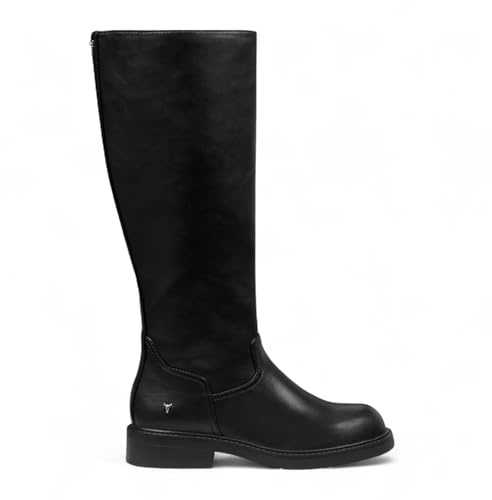 Bottes Hautes Windsorsmith en Cuir Fuax Noir Pour Femme