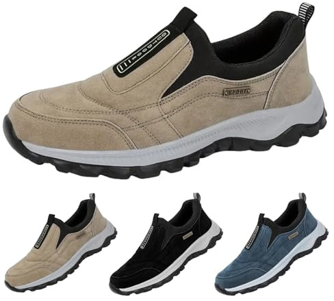 Gyaimxfu Chaussure de Marche Homme sans Lacets Chaussures de randonnée à Enfiler pour Homme Baskets de randonnée en Plein air Chaussures orthopédiques Chaussures légères pour Le Travail