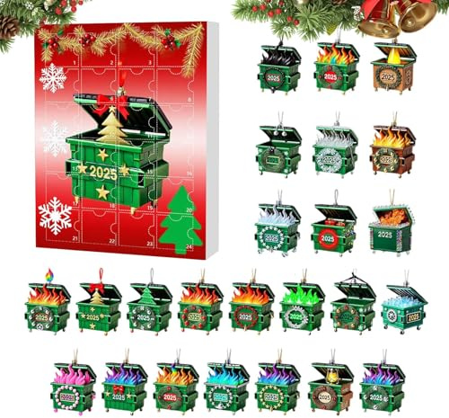 Julprydnad, adventskalender 2025 | 24 dagar med 2D akrylornament | rolig hängande - för bil backspegel, vägg, fönster, festgåvor
