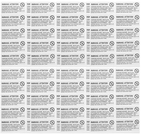 Générique 200 Autocollants d'Avertissement de Risque d'Étouffement Étiquettes Adhésives «Ne Convient Pas aux Moins de 3 Ans» Petits Autocollants pour Emballage et Sécurité Garçon et