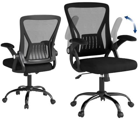 Flysky Ergonomic Mesh Office Chair, Adjustable Armrests, Black | Lumbar Support, Ideal for Desk & Home Office Use, Breathable Ergonomic Mesh Construction