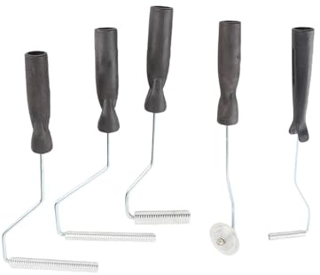 Tyenaza Juego de 5 rodillos de laminación de fibra de vidrio con cabezal de aluminio y paleta de burbujas para moldeo de resina, proyectos de resina compuesta, reparación de