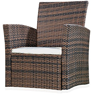 Melko Gartensessel Polyrattan wetterfest, inkl. Sitzkissen, Braun