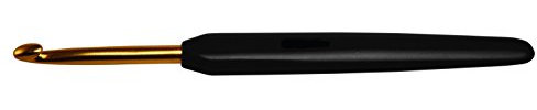 KnitPro Häkelnadeln Softgriff Aluminium 5,50mm Häkelnadel, Kunststoff/Alumium, Gold & Schwarz, 15cm x 5,5mm