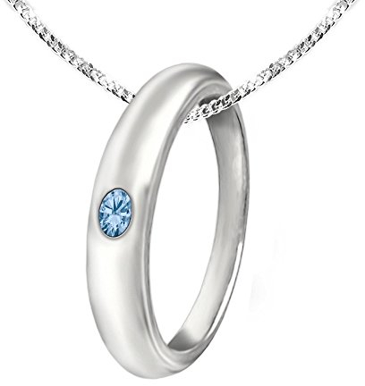 CLEVER SCHMUCK Junge Taufkettchen Taufring Anhänger schlicht mit Stein blautopas-hellblau Kette Panzer 36 cm Sterling Silber 925 im Schmucketui
