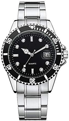 ITVIP Orologio da uomo Acciaio inossidabile sportivo quarzo simulazione orologio da polso Data di visualizzazione (Nero)