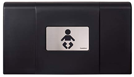 FOUNDATIONS Ultra 200-EH Wandwickeltisch in Schwarz | Wickelkommode/Wickeltisch klappbar aus Kunststoff | Wickelstation für Wand mit Wandhalterung, Sicherheitsgurt & Taschenhaken..