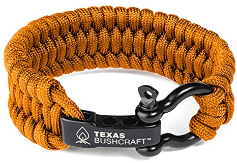 Texas Bushcraft Paracord Bracelet (Burnt Orange, L (7-8 wrist))