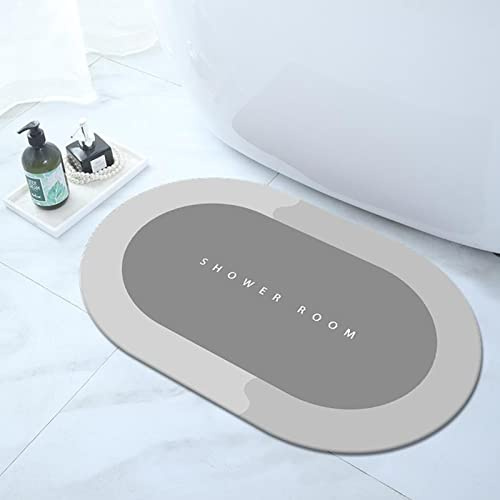 HUTVD Tappeti da Bagno Assorbenti, Tappeto Bagno Antiscivolo Lavabile Morbido in Microfibra Tappeto da Bagno ad Asciugatura Rapida Tappetino per Doccia e Ingresso, 40 * 60 cm (Grigio)