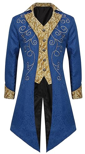 Beokeuioe Steampunk Medievale Frack Giacca da passeggio vittoriana, uniforme, vampiro, cosplay, smoking, ricamo, vintage, gotico, Halloween, costumi di carnevale