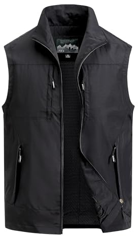 MeiLayM Gilet Uomo All'aperto Casual - Giubbotto Senza Maniche Leggero Multi-Tasca per Sport, Pesca, Caccia, Fotografi ad Asciugatura Rapida