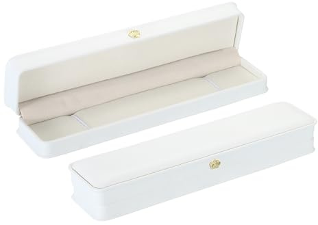 PATIKIL Sammet halsbandslåda, 2-pack lång kedjelåda vintage smyckeshållare för bröllop förlovning förslag ceremoni årsdag stil 4, vit