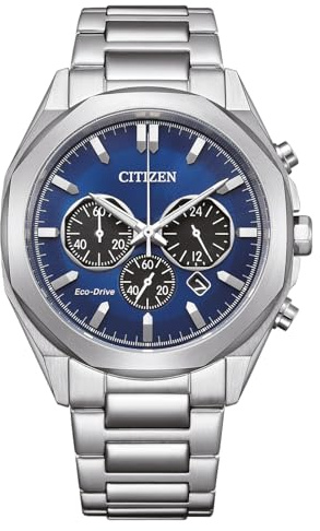 Citizen Reloj analógico de Cuarzo para Hombre con Correa de Acero Inoxidable CA4590-81L, Azul, Pulsera